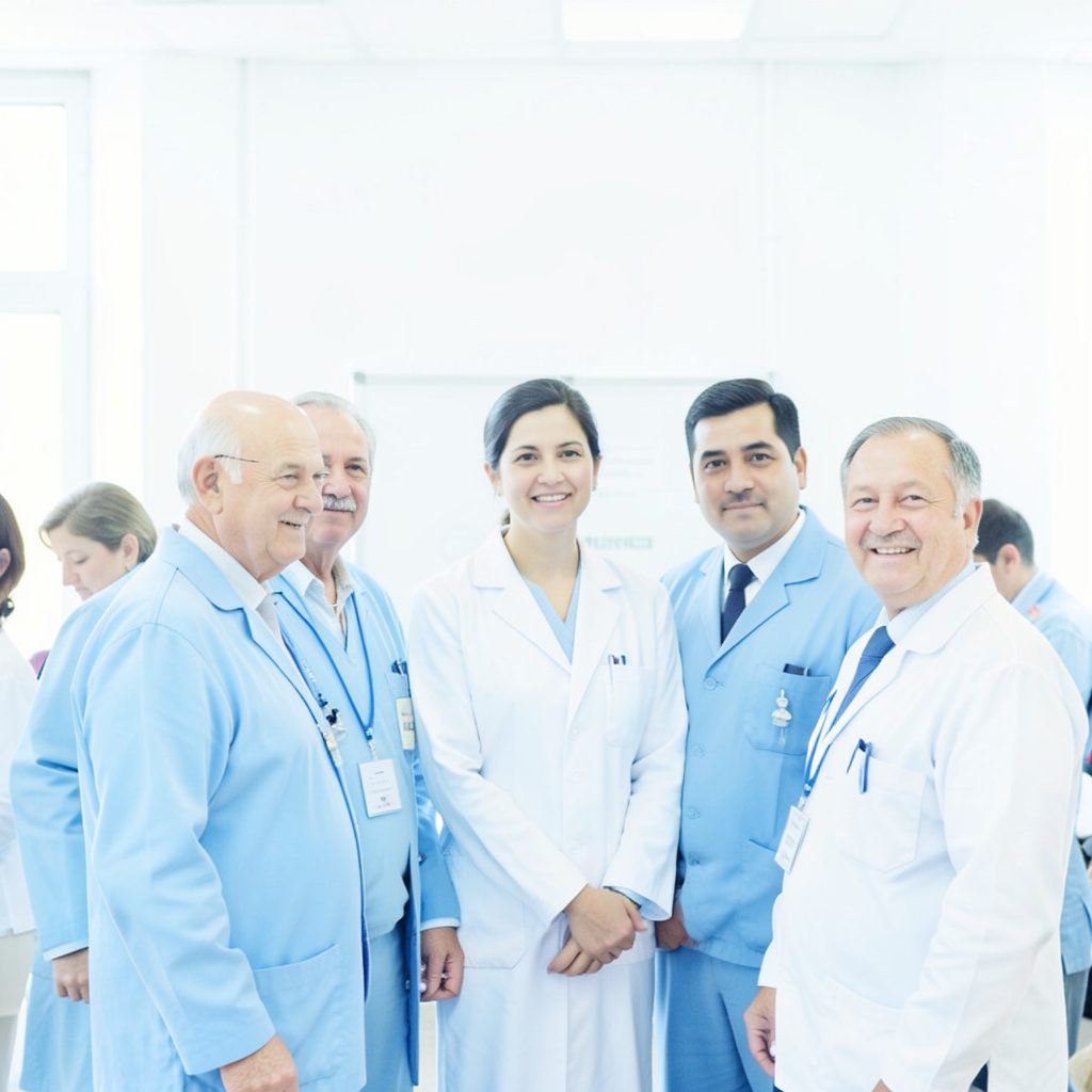 A bright image representing a coalition or advocacy gathering, light blue and white tones, orderly and purposeful mood